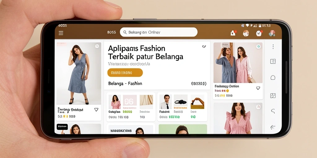 Tampilan antarmuka aplikasi Fashion 8055 yang menarik dan modern.