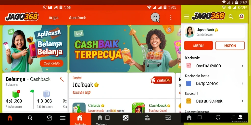 Tampilan antarmuka utama JAGO368 yang menunjukkan fungsi Cashback.