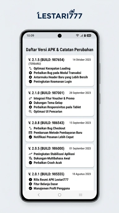Riwayat Versi lestari777 Mobile Android Terbaru